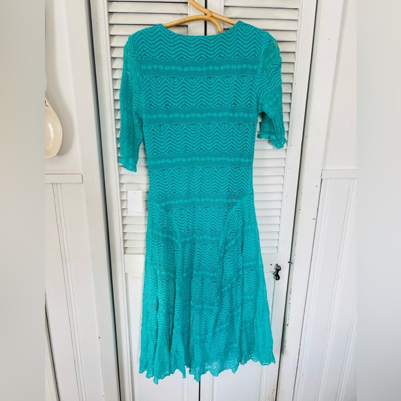 Teal Lace boho Midi Dress by Rabbit Rabbit Rabbit size 4 medium - Picture 3 of 8